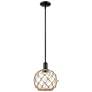 Arcadia Farmhouse Rope 10"W Black Stem Pendant w/ Clear Brown Shade