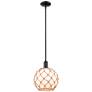 Arcadia Farmhouse Rope 10"W Black Stem Pendant w/ White Brown Shade