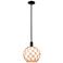 Arcadia Farmhouse Rope 10"W Black Stem Pendant w/ White Brown Shade
