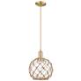 1_Arcadia Farmhouse Rope 10"W Bronze Cord Pendant w/ Clear Brown Shade