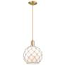 1_Arcadia Farmhouse Rope 10"W Bronze Cord Pendant w/ White Glass Shade