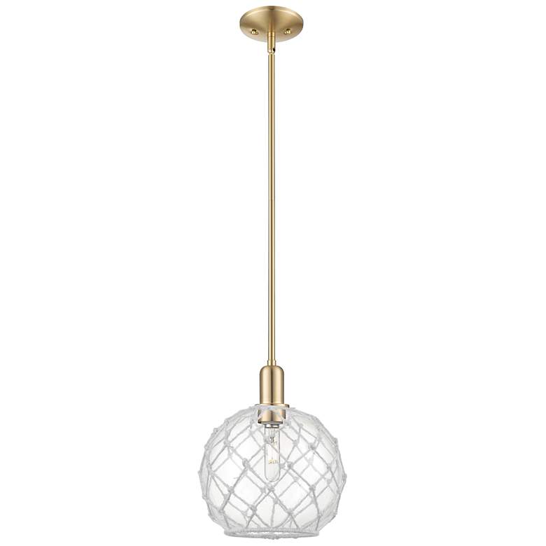 Image 1 Arcadia Farmhouse Rope 10"W Bronze Stem Pendant w/ Clear White Shade