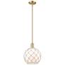 Arcadia Farmhouse Rope 10"W Bronze Stem Pendant w/ White Glass Shade