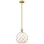 Arcadia Farmhouse Rope 10"W Brushed Brass Stem Pendant w/ White Shade