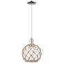 Arcadia Farmhouse Rope 10"W Chrome Cord Pendant w/ Clear Brown Shade
