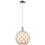 Arcadia Farmhouse Rope 10"W Chrome Cord Pendant w/ White Brown Shade