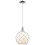 Arcadia Farmhouse Rope 10"W Chrome Cord Pendant w/ White Glass Shade