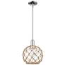 Arcadia Farmhouse Rope 10"W Chrome Stem Pendant w/ Clear Brown Shade