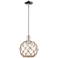 Arcadia Farmhouse Rope 10"W Chrome Stem Pendant w/ Clear Brown Shade