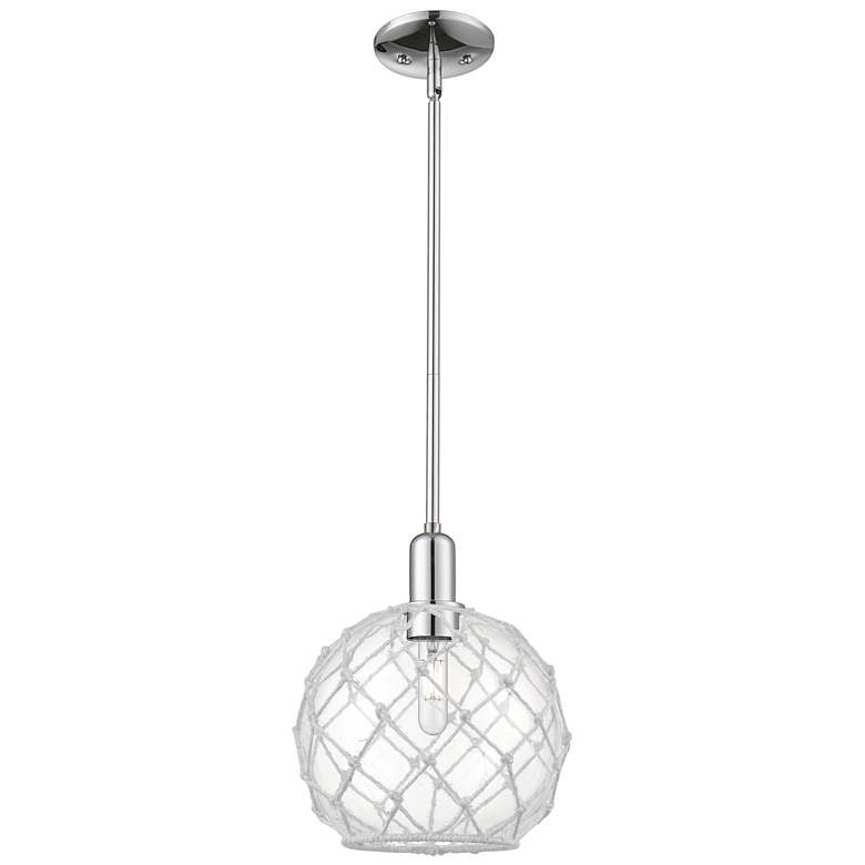 Image 1 Arcadia Farmhouse Rope 10"W Chrome Stem Pendant w/ Clear White Shade