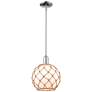 Arcadia Farmhouse Rope 10"W Chrome Stem Pendant w/ White Brown Shade