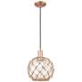 1_Arcadia Farmhouse Rope 10"W Copper Cord Pendant w/ Clear Brown Shade