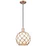 1_Arcadia Farmhouse Rope 10"W Copper Cord Pendant w/ White Brown Shade