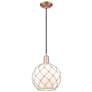 1_Arcadia Farmhouse Rope 10"W Copper Cord Pendant w/ White Glass Shade