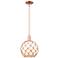 Arcadia Farmhouse Rope 10"W Copper Stem Pendant w/ White Brown Shade