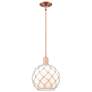 Arcadia Farmhouse Rope 10"W Copper Stem Pendant w/ White Glass Shade