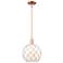 Arcadia Farmhouse Rope 10"W Copper Stem Pendant w/ White Glass Shade