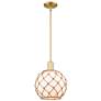Arcadia Farmhouse Rope 10"W Gold Stem Pendant w/ White Brown Shade