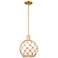 Arcadia Farmhouse Rope 10"W Gold Stem Pendant w/ White Brown Shade
