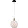 Arcadia Farmhouse Rope 8"W Black Brass Stem Pendant w/ White Shade