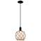 Arcadia Farmhouse Rope 8"W Black Cord Pendant w/ White Brown Shade