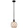 Arcadia Farmhouse Rope 8"W Black Stem Pendant w/ White Brown Shade