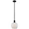 Arcadia Farmhouse Rope 8"W Black Stem Pendant w/ White Glass Shade