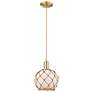 1_Arcadia Farmhouse Rope 8"W Bronze Cord Pendant w/ White Brown Shade