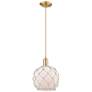 1_Arcadia Farmhouse Rope 8"W Bronze Cord Pendant w/ White Glass Shade