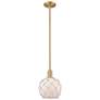 Arcadia Farmhouse Rope 8"W Brushed Brass Stem Pendant w/ White Shade