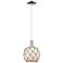 Arcadia Farmhouse Rope 8"W Chrome Cord Pendant w/ White Brown Shade