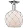 Arcadia Farmhouse Rope 8"W Chrome Semi.Flush Mount w/ White Shade