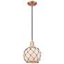 1_Arcadia Farmhouse Rope 8"W Copper Cord Pendant w/ White Brown Shade