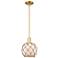 Arcadia Farmhouse Rope 8"W Gold Stem Pendant w/ White Brown Shade