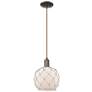 Arcadia Farmhouse Rope 8"W Oiled Bronze Cord Pendant w/ White Shade