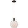 Arcadia Farmhouse Rope 8"W Oiled Bronze Stem Pendant w/ White Shade
