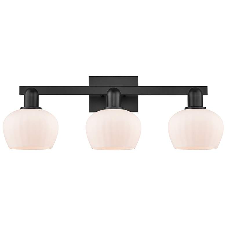 Image 1 Arcadia Fenton 26"W 3 Light Black Vanity Light w/ Matte White Shade