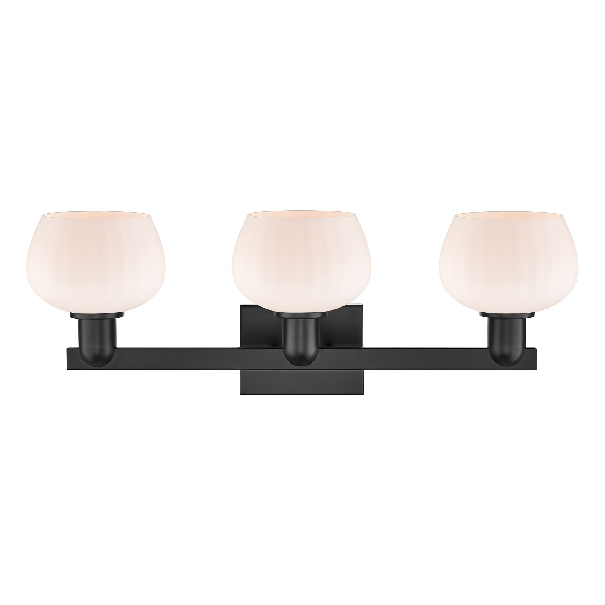 Image 2 Arcadia Fenton 26"W 3 Light Black Vanity Light w/ Matte White Shade more views