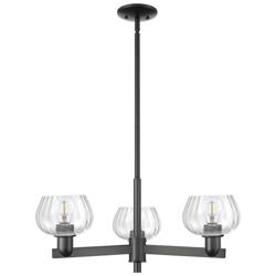 Arcadia Fenton 28"W 3 Light Black Stem Hung Chandelier w/ Clear Shade