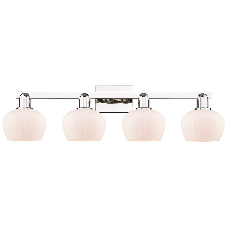 Image 1 Arcadia Fenton 34"W 4-Lt Polished Nickel Vanity w/ Matte White Shade