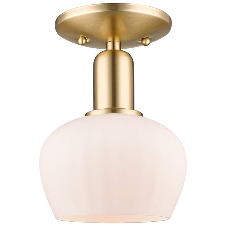 Image 1 Arcadia Fenton 7"W Bronze Semi.Flush Mount w/ Matte White Shade
