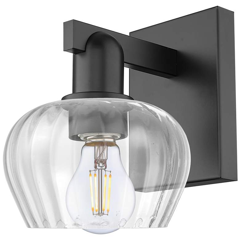 Image 1 Arcadia Fenton 9" High Matte Black Sconce With Clear Shade