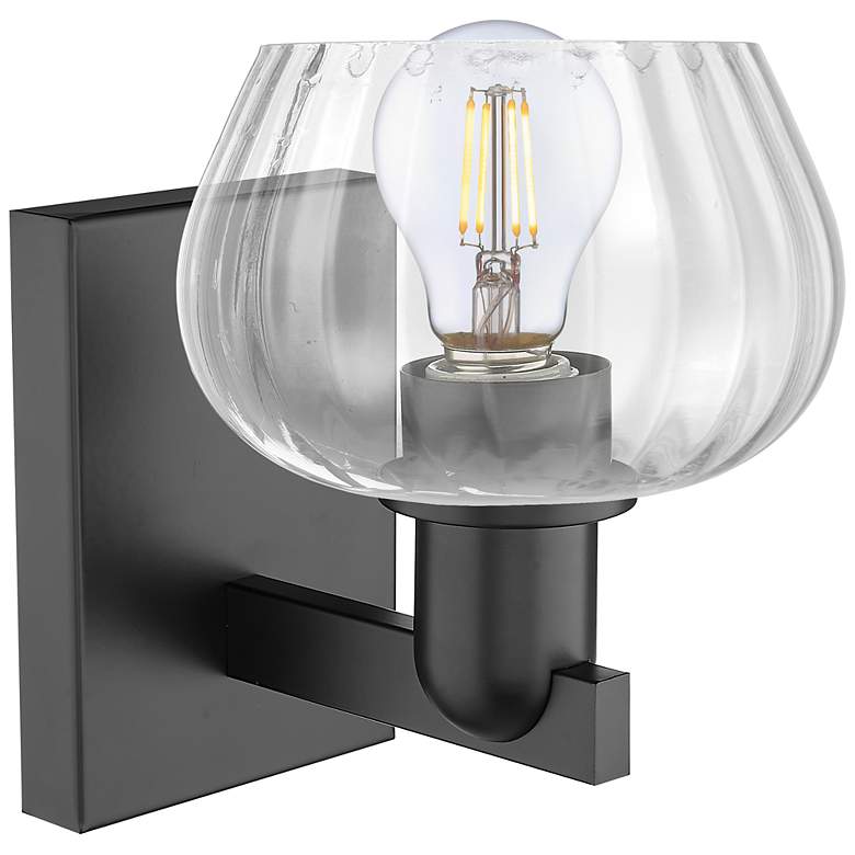 Image 2 Arcadia Fenton 9" High Matte Black Sconce With Clear Shade more views