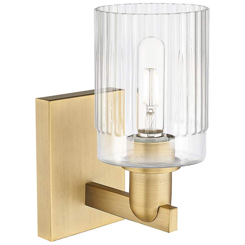 Image 2 Arcadia Hadley 11" High Brushed Brass Sconce With Clear Shade more views