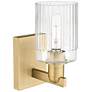 2_Arcadia Hadley 11" High Brushed Brass Sconce With Clear Shade more views