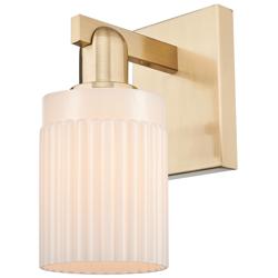 Arcadia Hadley 11" High Champagne Bronze Sconce With Matte White Shade