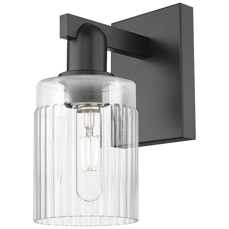 Image 1 Arcadia Hadley 11" High Matte Black Sconce With Clear Shade