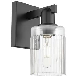 Arcadia Hadley 11" High Matte Black Sconce With Clear Shade