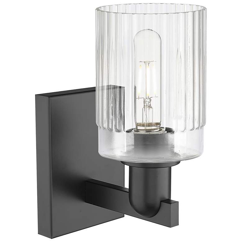 Image 2 Arcadia Hadley 11" High Matte Black Sconce With Clear Shade more views