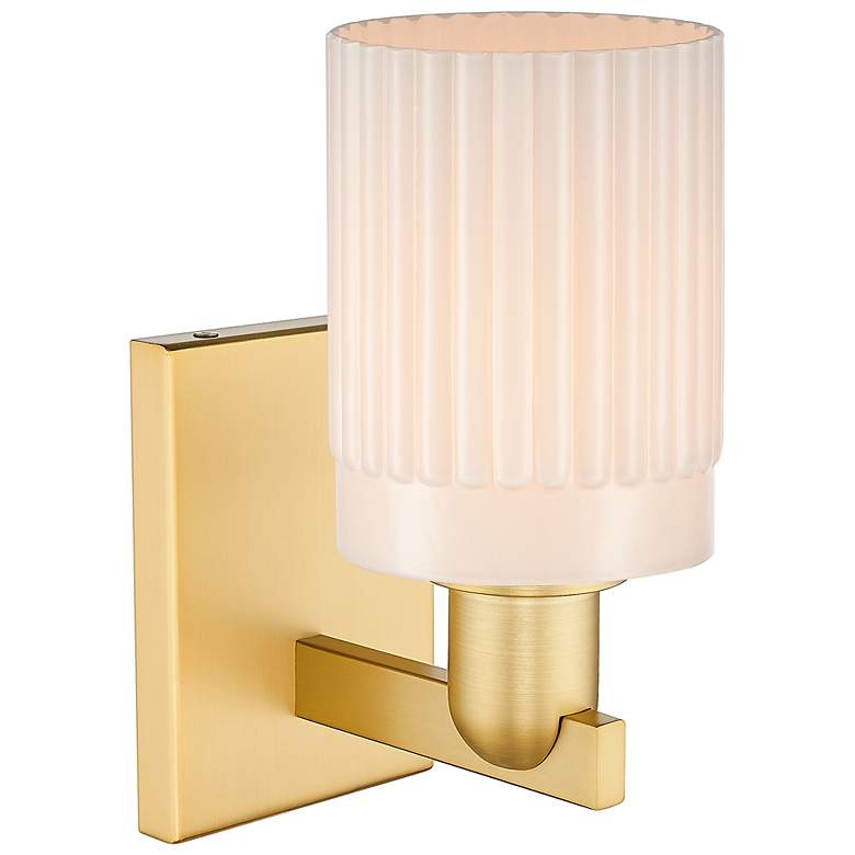 Image 2 Arcadia Hadley 11" High Satin Gold Sconce With Matte White Shade more views